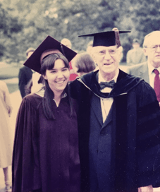Linda and Dr. Harvey Ljung, 1982. Both are wearing graduation caps and gowns.